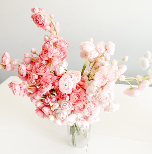 10" Artificial Ranunculus bundle in Coral/Blush Pink, Faux Spring Fall Flowers, DIY Centerpiece |Florals |Wedding| Home Design|Gifts For Her