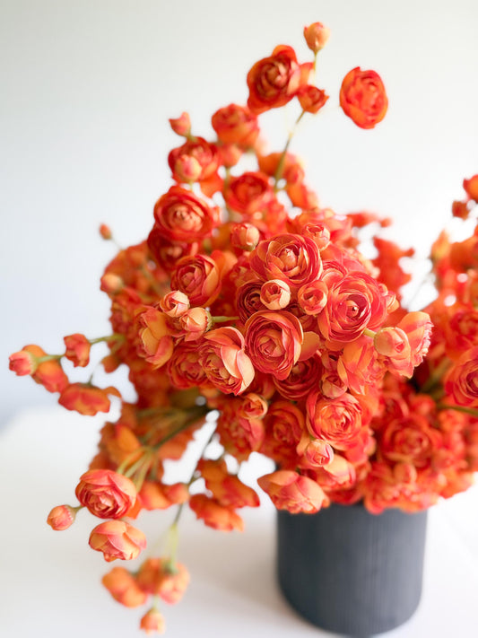 10" Artificial Ranunculus bundle in Bright Orange, Faux Fall Flowers, DIY Centerpiece |Florals |Wedding| Home Decorations | Gifts For Her