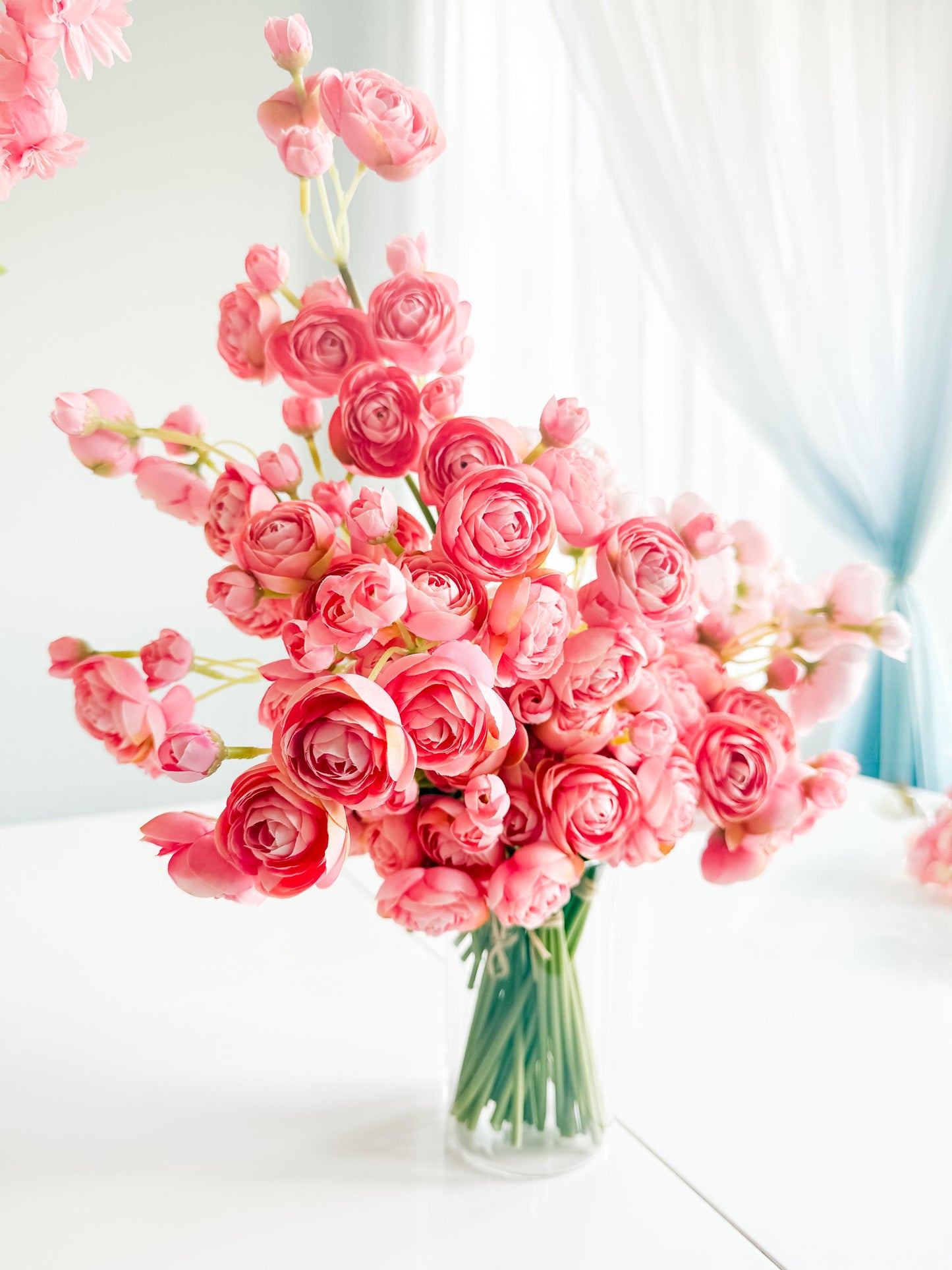 10" Artificial Ranunculus bundle in Coral/Blush Pink, Faux Spring Fall Flowers, DIY Centerpiece |Florals |Wedding| Home Design|Gifts For Her