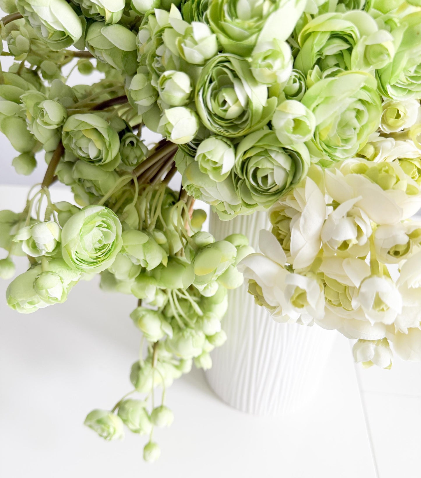 10" Artificial Ranunculus bundle in Off White and Green, Faux Spring Flowers, DIY Centerpiece |Florals |Wedding| Home Design