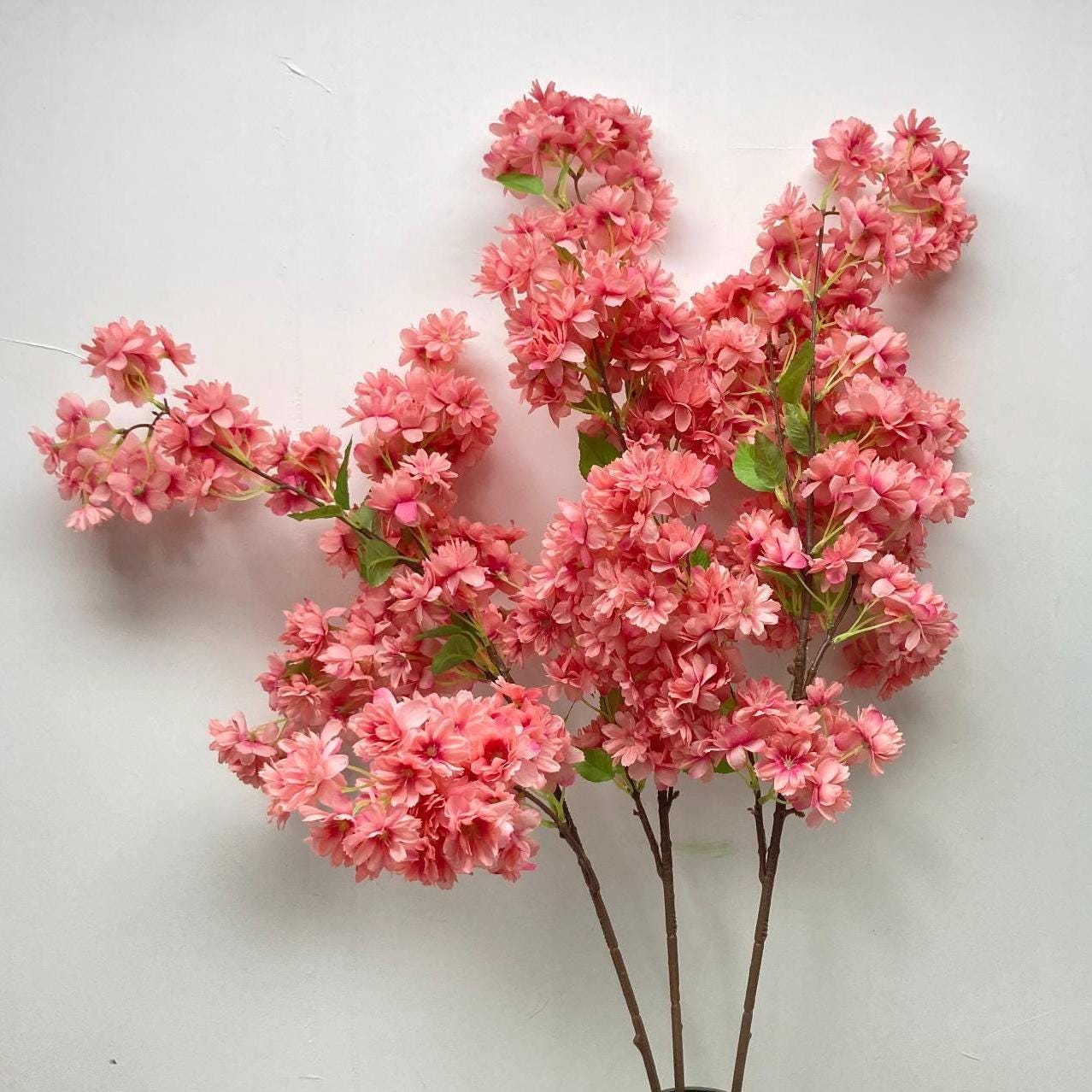 39" Artificial Cherry Blossom Branch in Coral, Faux Spring Flowers, DIY Centerpiece |Florals |Wedding|Home Decorations |Gifts For Her