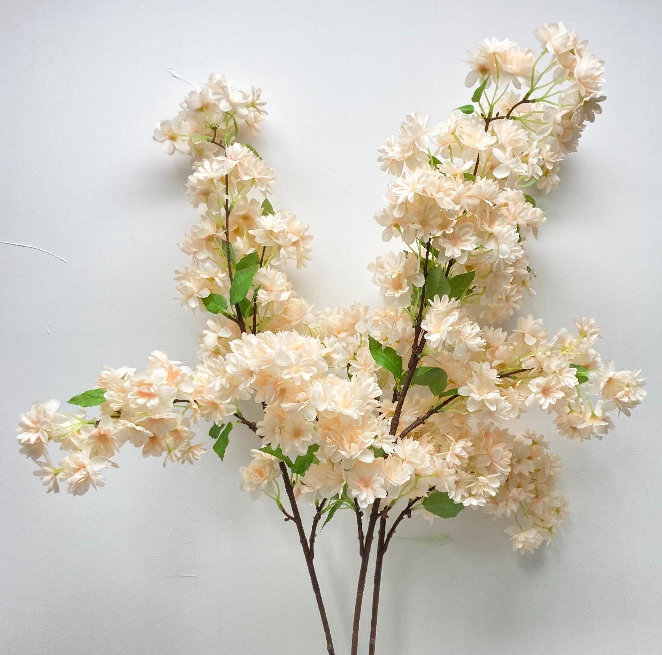 39" Artificial Cherry Blossom Branch in Beige Ivory, Faux Spring Flowers, DIY Centerpiece |Florals |Wedding|Home Decorations |Gifts For Her