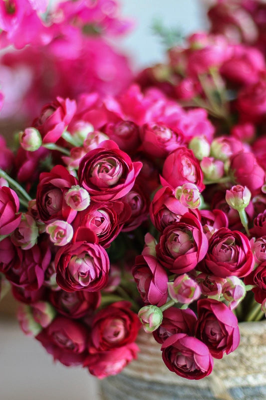 10" Artificial Ranunculus bundle in Magenta, Faux Spring Flowers, DIY Centerpiece |Florals |Wedding| Home Decorations |Gifts For Her