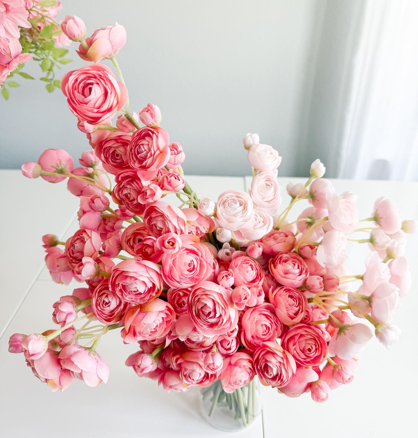 10" Artificial Ranunculus bundle in Coral/Blush Pink, Faux Spring Fall Flowers, DIY Centerpiece |Florals |Wedding| Home Design|Gifts For Her