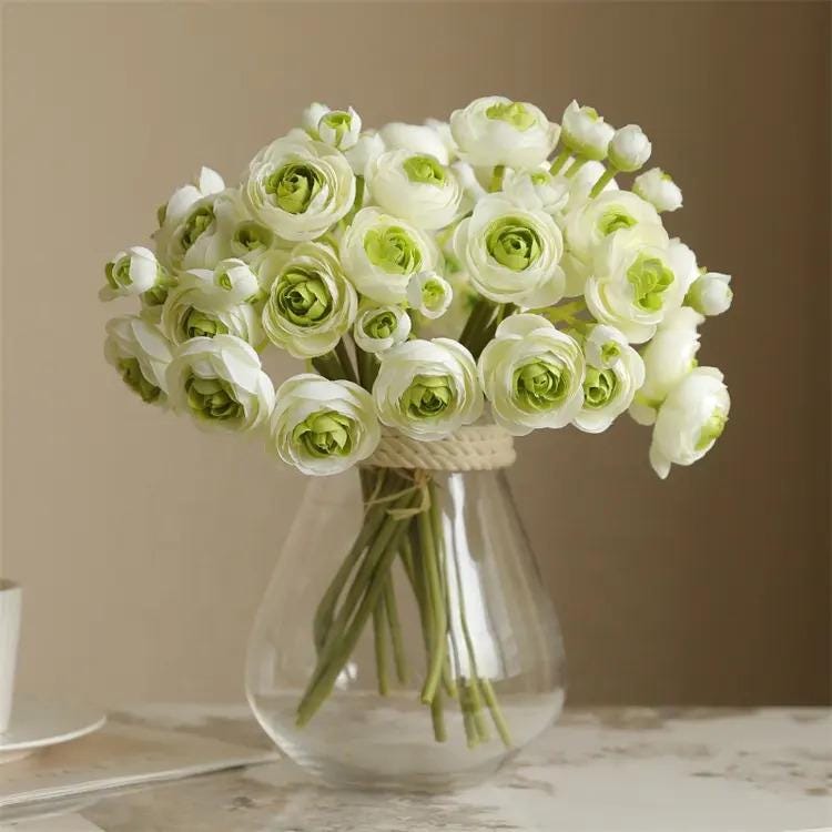 10" Artificial Ranunculus bundle in White, Faux Spring Flowers, DIY Centerpiece |Florals |Wedding| Home Decorations |Gifts For Her