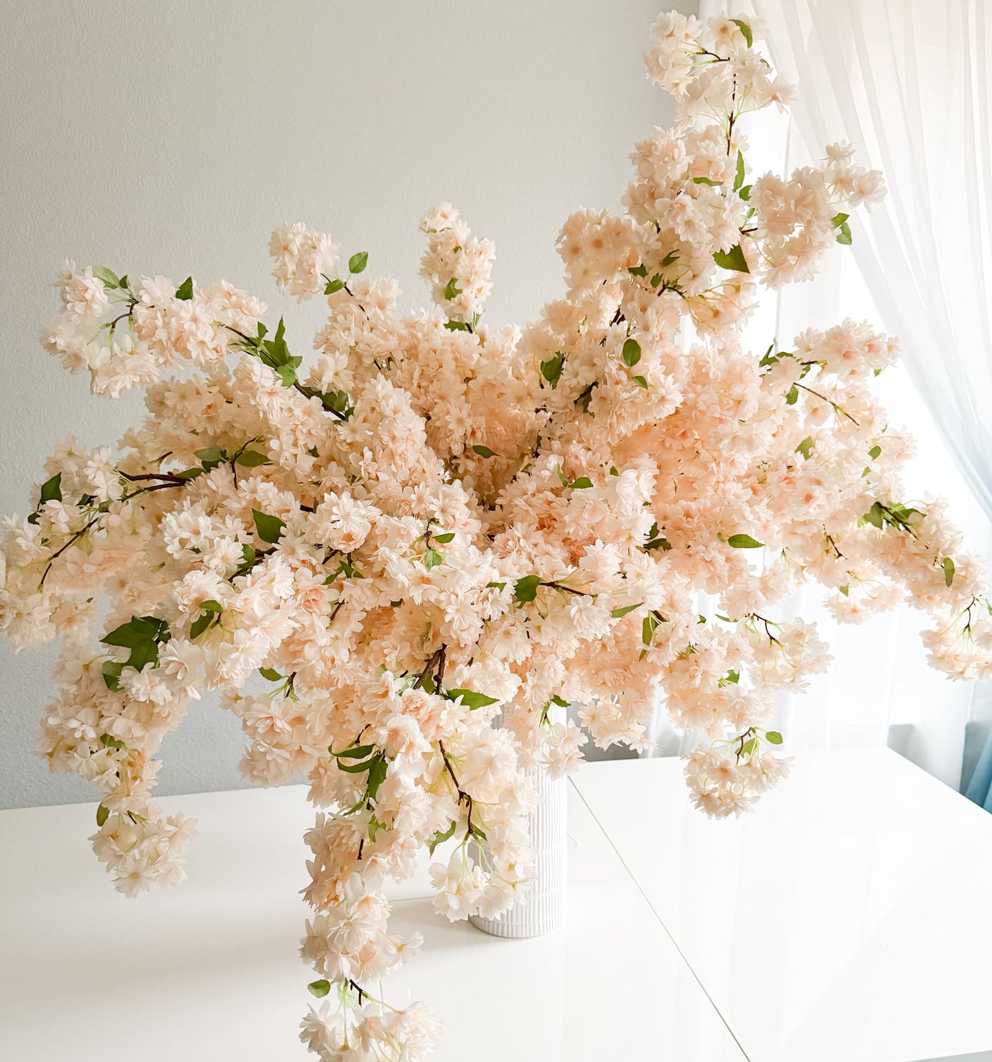 39" Artificial Cherry Blossom Branch in Beige Ivory, Faux Spring Flowers, DIY Centerpiece |Florals |Wedding|Home Decorations |Gifts For Her