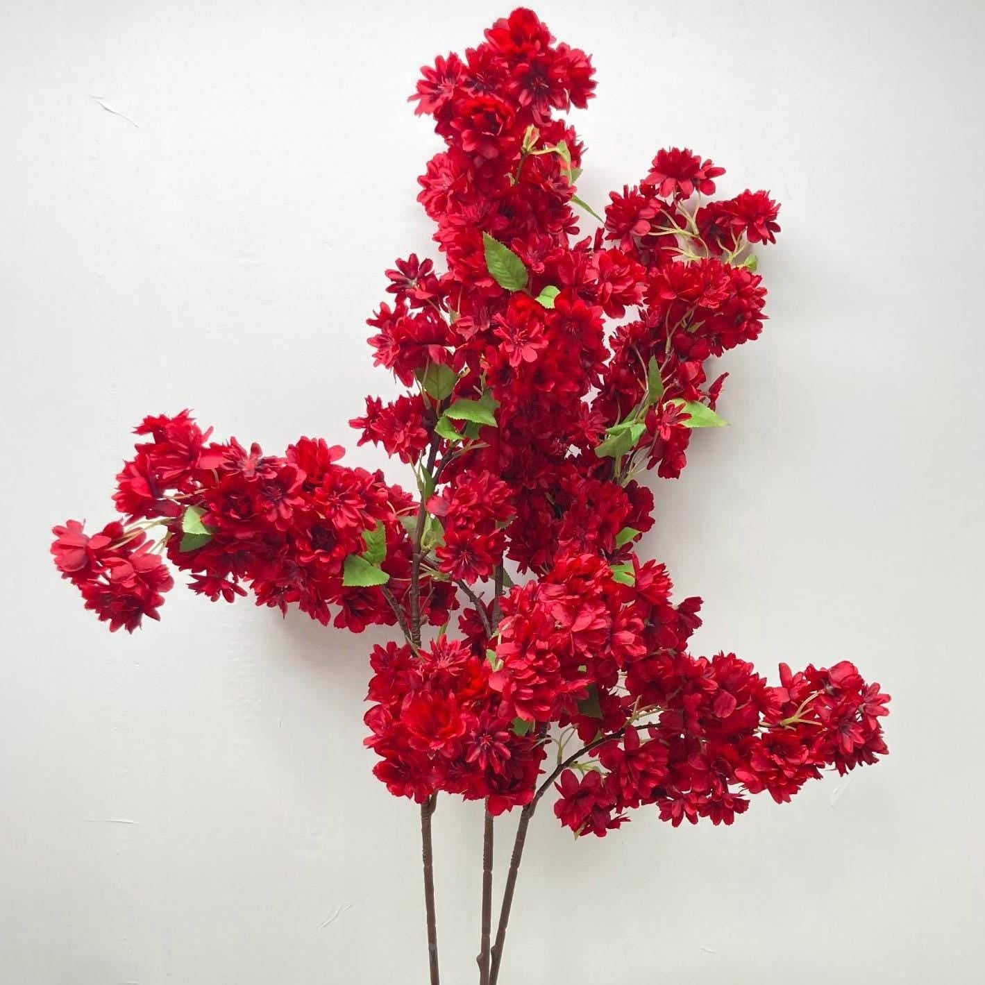 39" Artificial Cherry Blossom Branch in Coral, Faux Spring Flowers, DIY Centerpiece |Florals |Wedding|Home Decorations |Gifts For Her