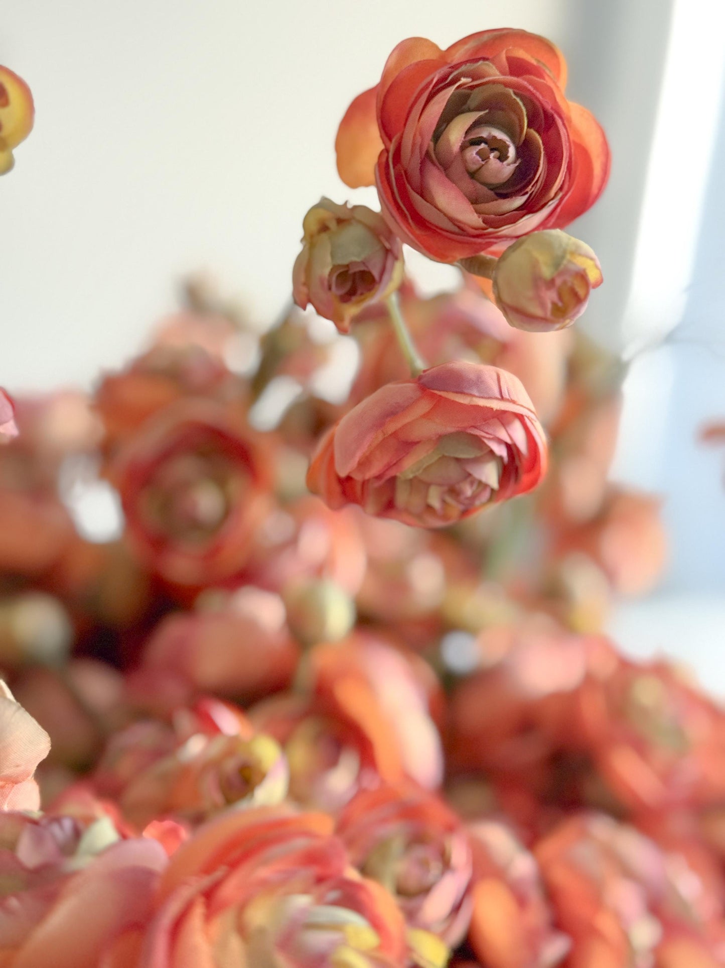10" Artificial Ranunculus bundle in Orange, Faux Fall Flowers, DIY Centerpiece |Florals |Wedding| Home Decorations |Gifts For Her