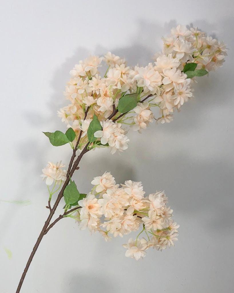 39" Artificial Cherry Blossom Branch in Beige Ivory, Faux Spring Flowers, DIY Centerpiece |Florals |Wedding|Home Decorations |Gifts For Her