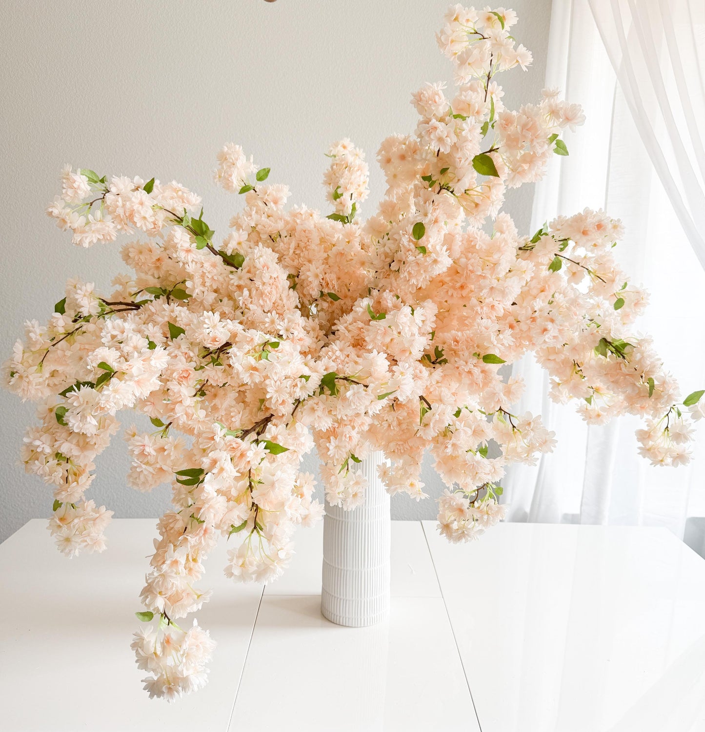 39" Artificial Cherry Blossom Branch in Beige Ivory, Faux Spring Flowers, DIY Centerpiece |Florals |Wedding|Home Decorations |Gifts For Her