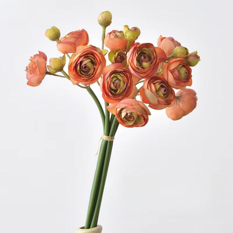 10" Artificial Ranunculus bundle in Orange, Faux Fall Flowers, DIY Centerpiece |Florals |Wedding| Home Decorations |Gifts For Her