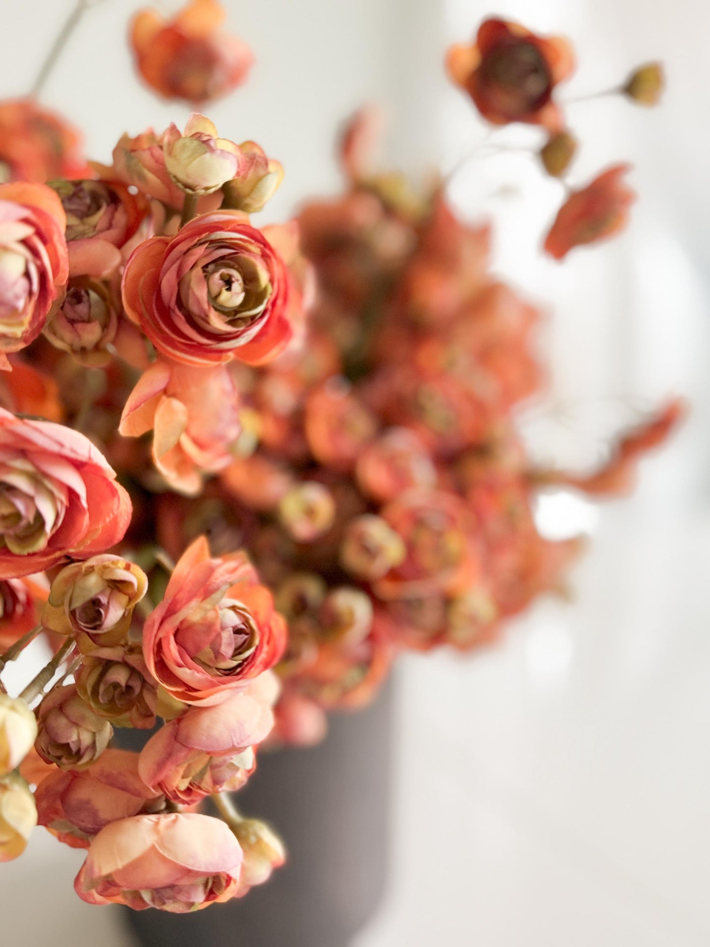 10" Artificial Ranunculus bundle in Orange, Faux Fall Flowers, DIY Centerpiece |Florals |Wedding| Home Decorations |Gifts For Her