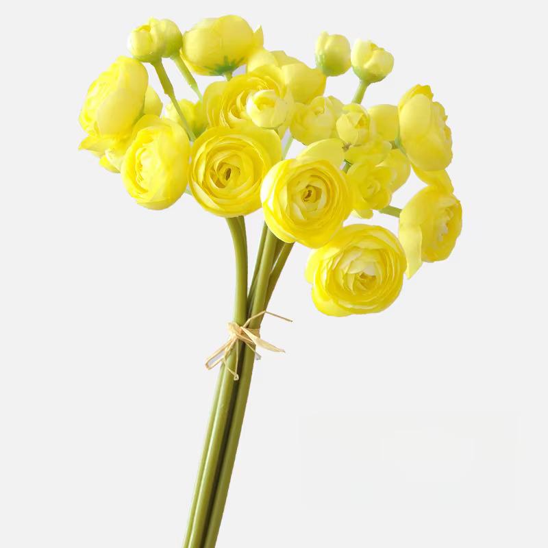 10" Artificial Yellow/Green Ranunculus, Faux Spring Flowers, DIY Centerpiece |Florals |Wedding| Home Decorations |Gifts For Her