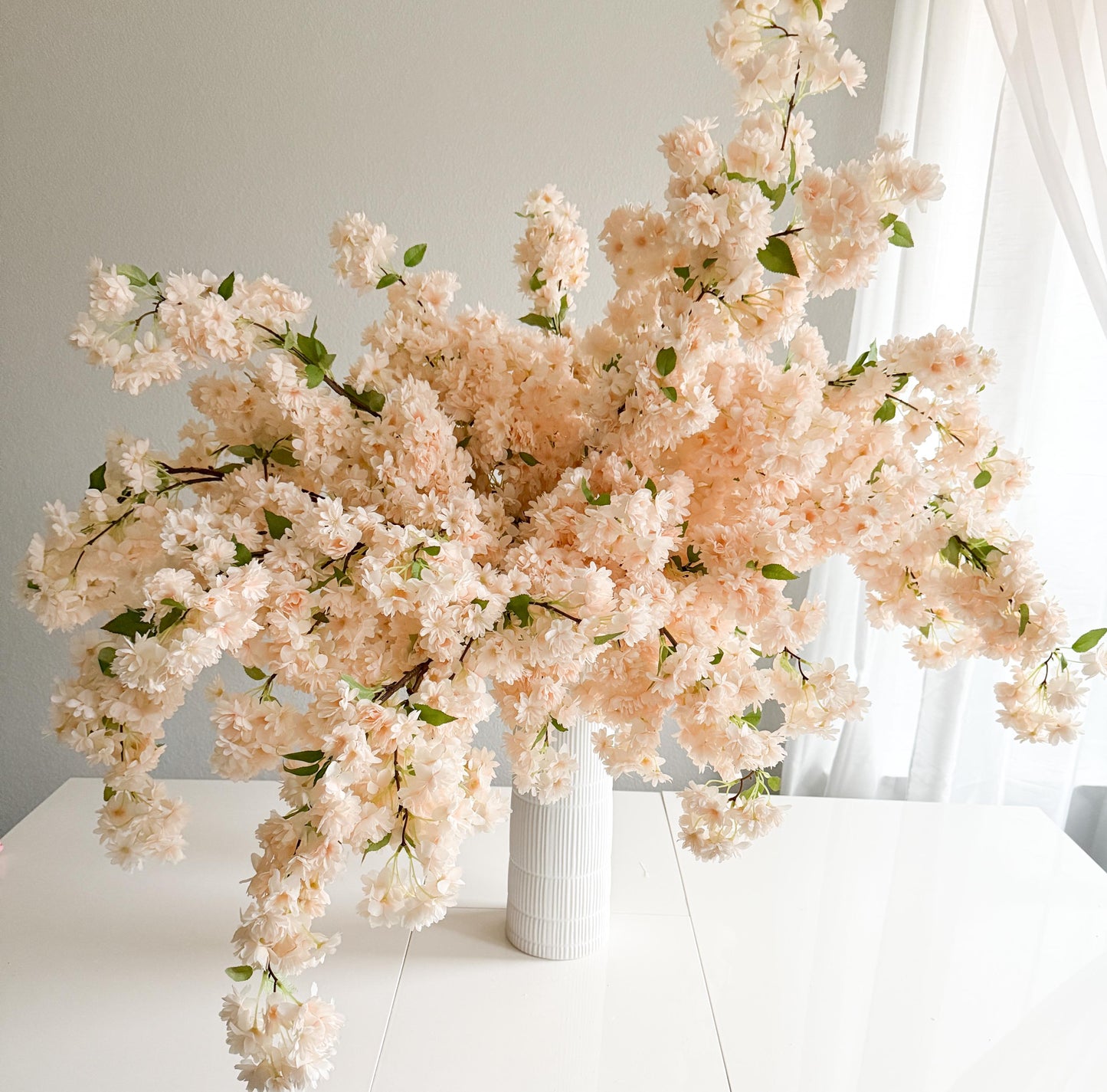 39" Artificial Cherry Blossom Branch in Beige Ivory, Faux Spring Flowers, DIY Centerpiece |Florals |Wedding|Home Decorations |Gifts For Her