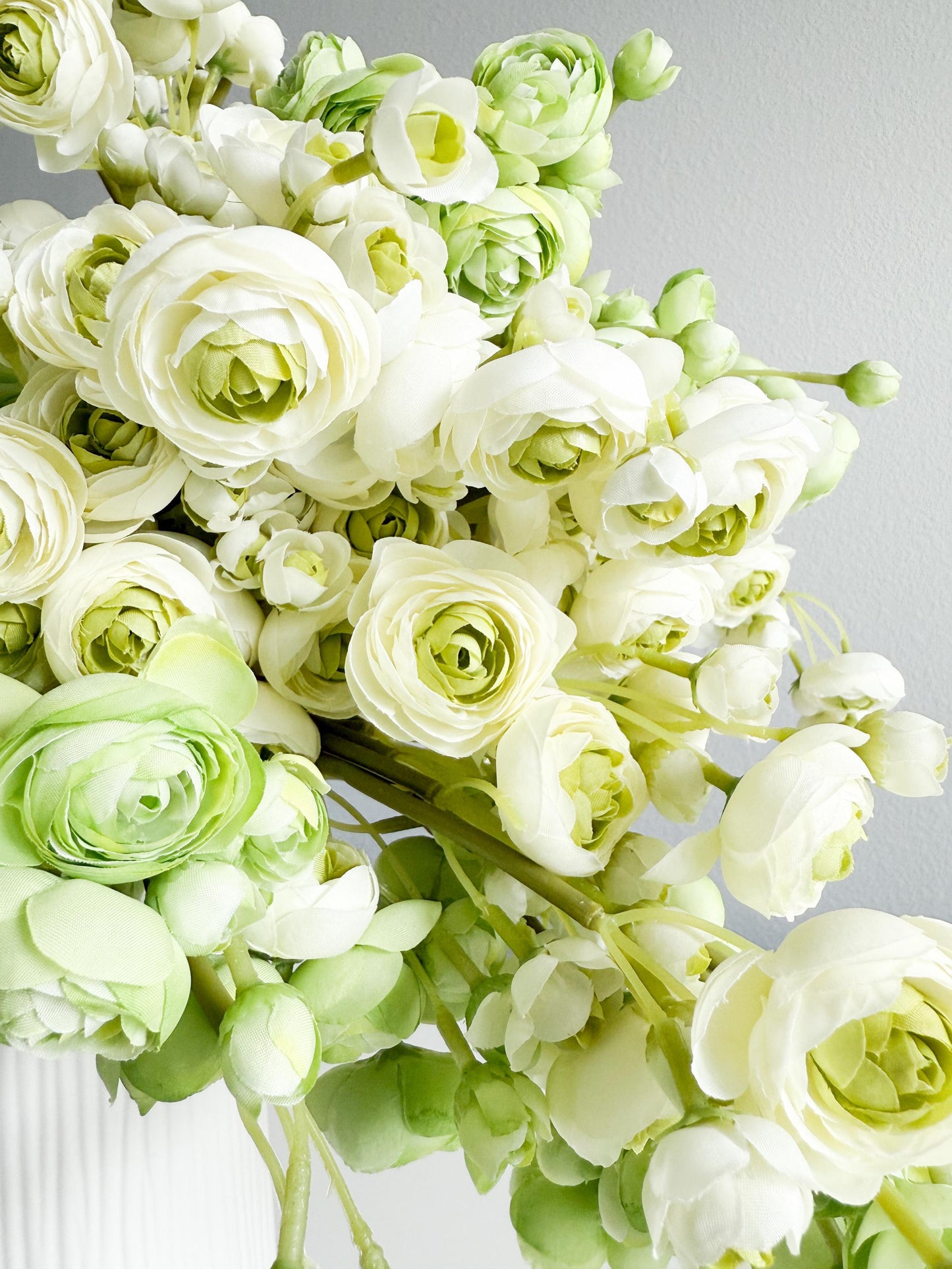 10" Artificial Ranunculus bundle in Off White and Green, Faux Spring Flowers, DIY Centerpiece |Florals |Wedding| Home Design