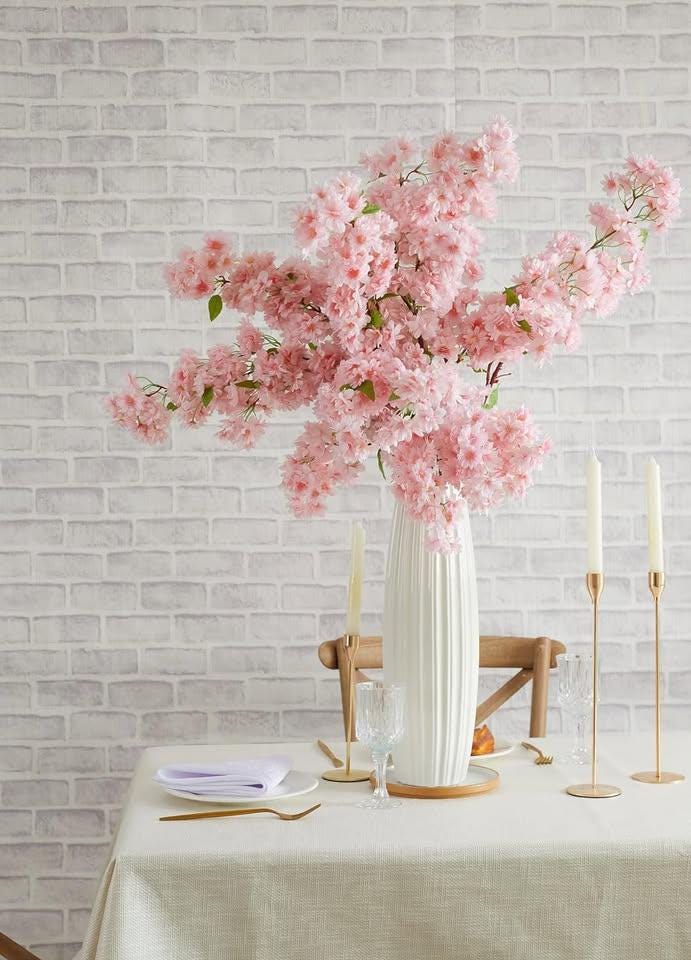39" Artificial Cherry Blossom Branch in Beige Ivory, Faux Spring Flowers, DIY Centerpiece |Florals |Wedding|Home Decorations |Gifts For Her