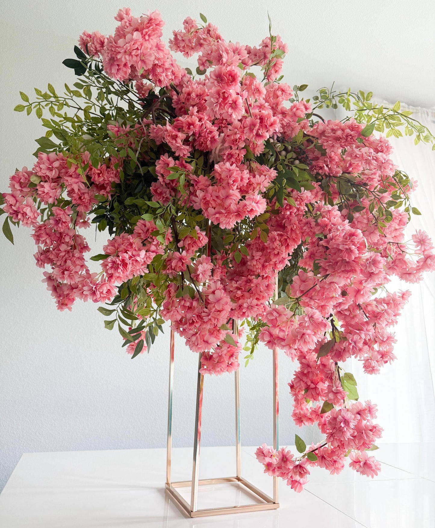 39" Artificial Cherry Blossom Branch in Coral, Faux Spring Flowers, DIY Centerpiece |Florals |Wedding|Home Decorations |Gifts For Her