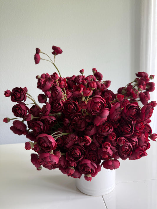 10" Artificial Ranunculus bundle in Burgundy, Faux Fall Flowers, DIY Centerpiece |Florals |Wedding| Home Decorations |Gifts For Her