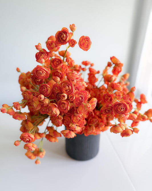 10" Artificial Ranunculus bundle in Bright Orange, Faux Fall Flowers, DIY Centerpiece |Florals |Wedding| Home Decorations | Gifts For Her