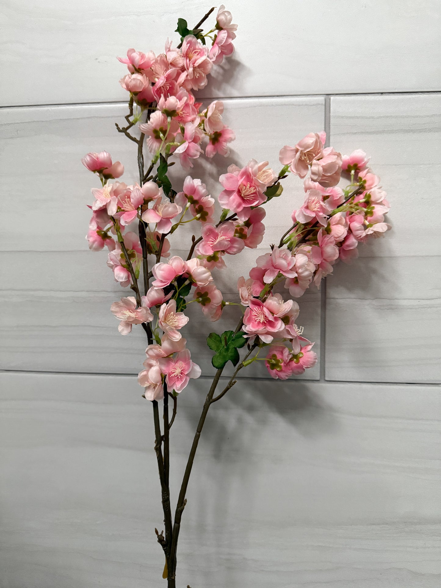 39" Blush Pink Artificial Cherry Blossom Branch, Faux Spring Floral Stem