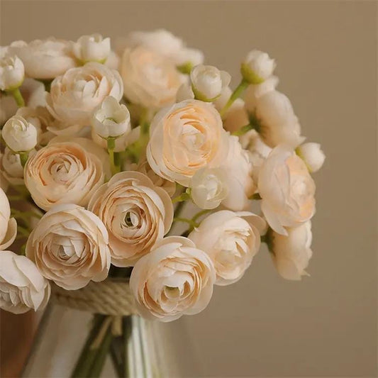10" Artificial Ranunculus bundle in Champagne, Faux Spring Flowers, DIY Centerpiece |Florals |Wedding| Home Decorations |Gifts For Her