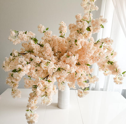 39" Artificial Cherry Blossom Branch in Beige Ivory, Faux Spring Flowers, DIY Centerpiece |Florals |Wedding|Home Decorations |Gifts For Her