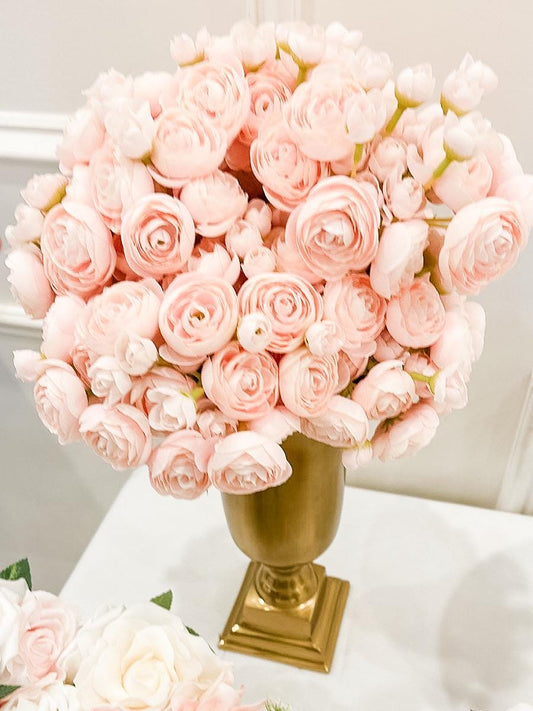 10" Artificial Ranunculus bundle in Blush Pink, Faux Spring Flowers, DIY Centerpiece |Florals |Wedding| Home Decorations |Gifts For Her